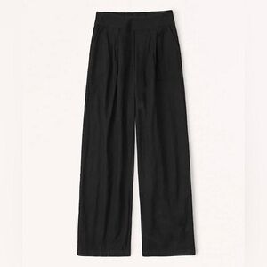 Abercrombie Linen-Blend Ultra Wide-Leg Pant in Black - Size XSP